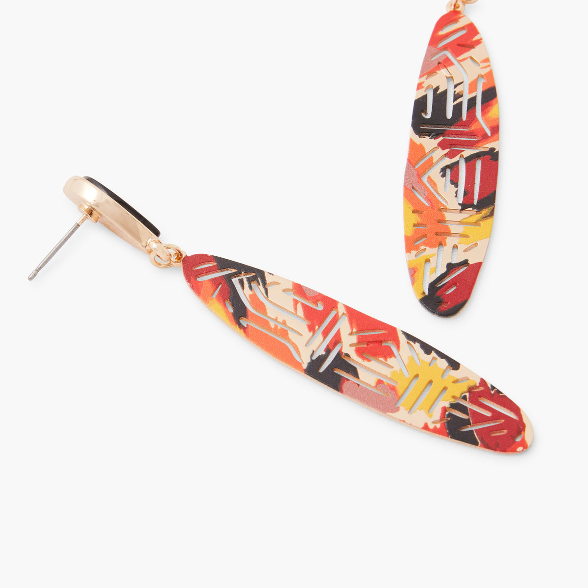 Boucles d'oreilles longues imprimées multicolores