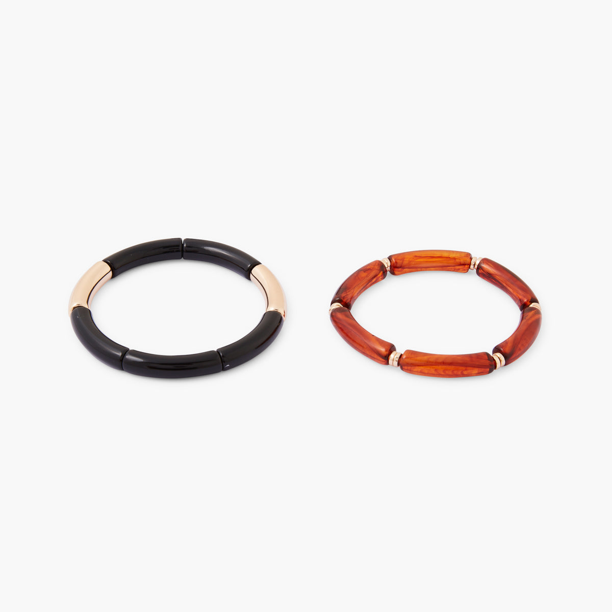Set de 2 bracelets élastiques perles marron