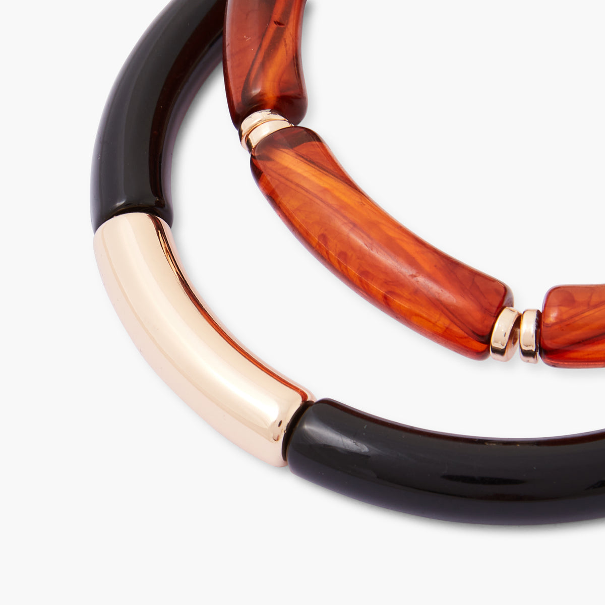 Set x2 bracelets tubes en résine marron