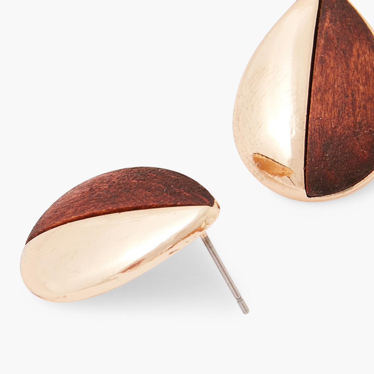 Boucles d'oreilles gouttes en bois et métal