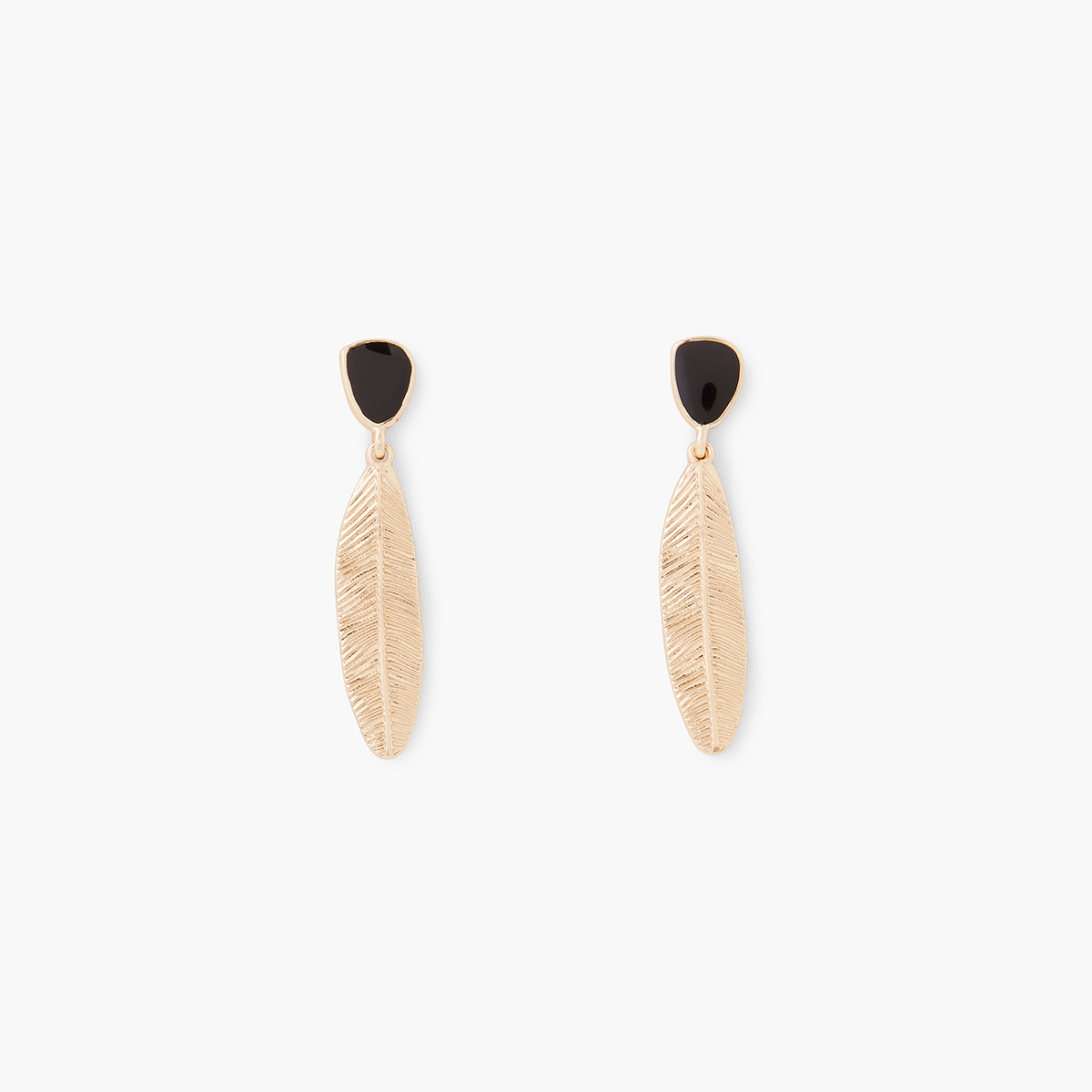 Boucles d'oreilles feuilles en métal strié