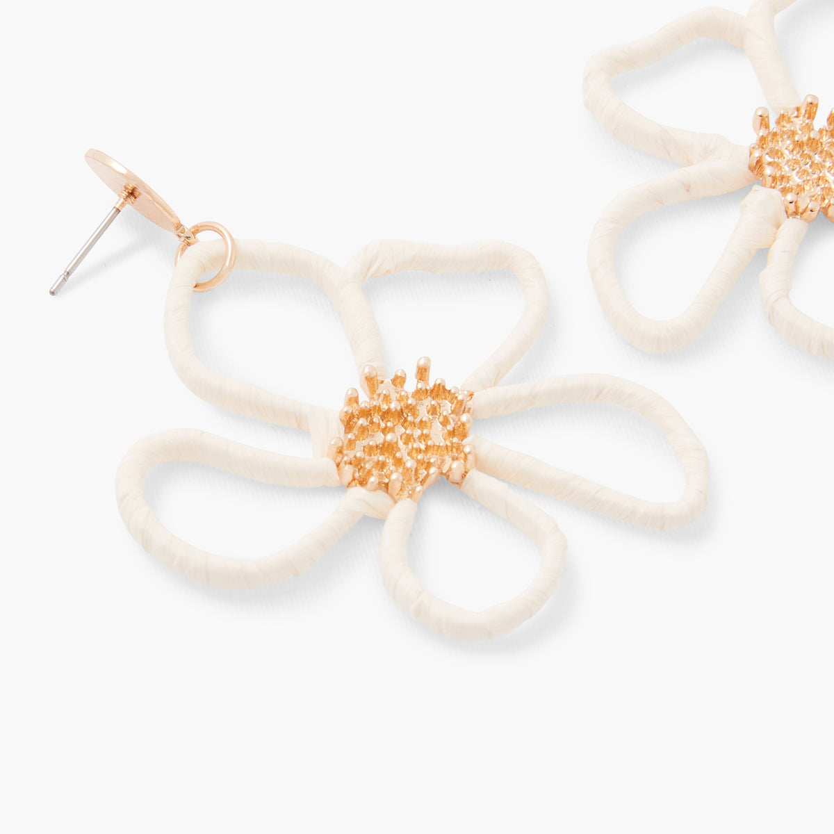 Boucles d'oreilles fleurs en raphia