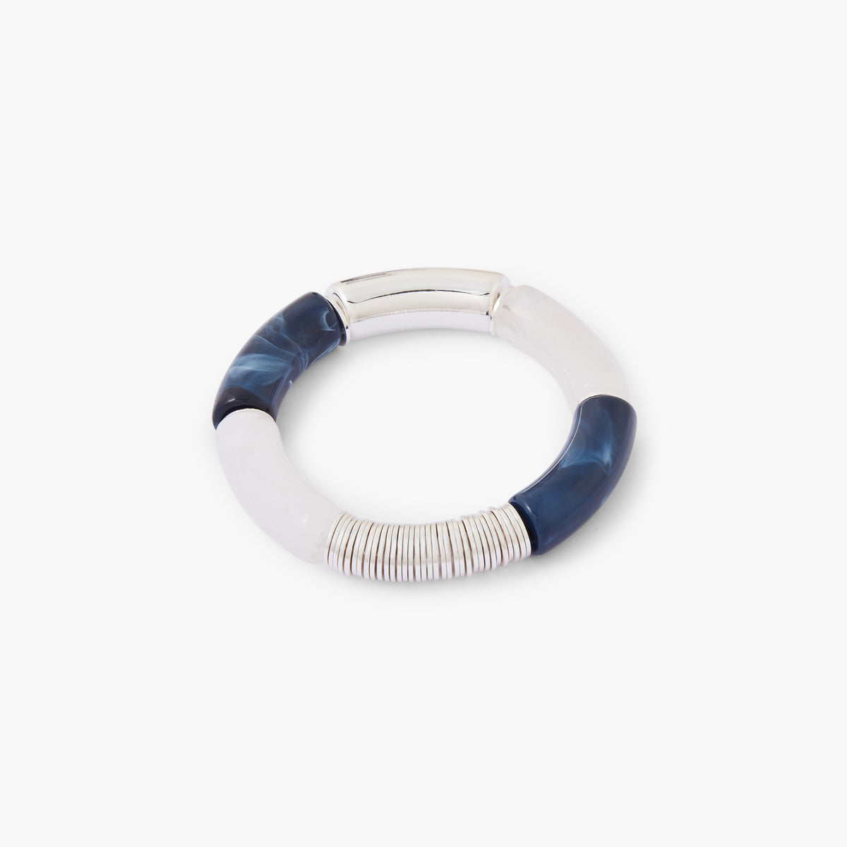 Bracelet tubes bleus et argentés