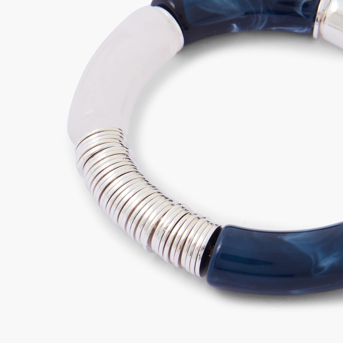 Bracelet élastique bleu et argenté