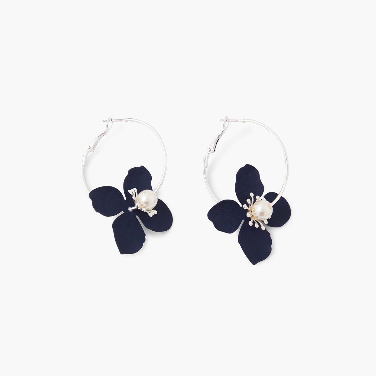 Créoles fleurs bleues