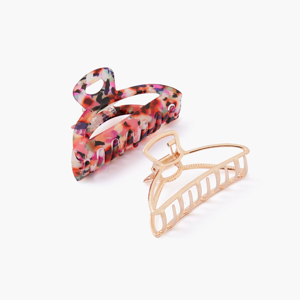 Set de 2 pinces à cheveux rose et doré