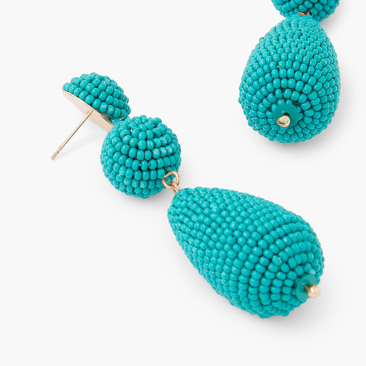 Boucles d'oreilles longues perles de rocaille vertes