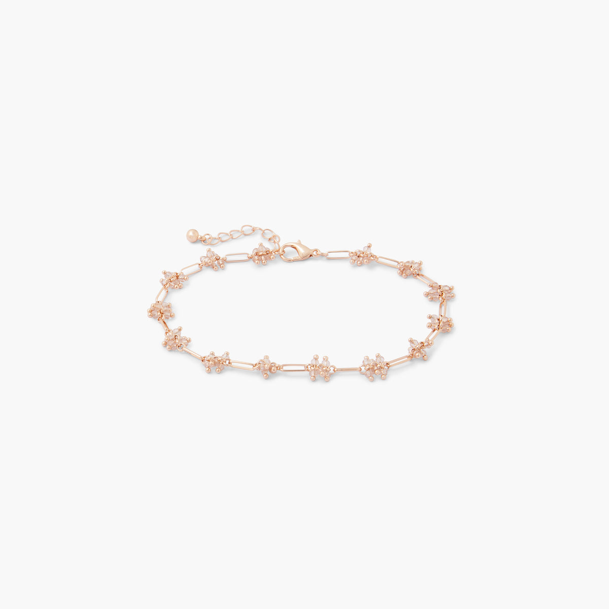 Chaine de cheville perles à facettes nude