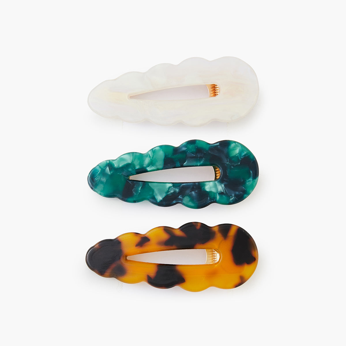 Set de 3 pinces à cheveux en résine multicolore