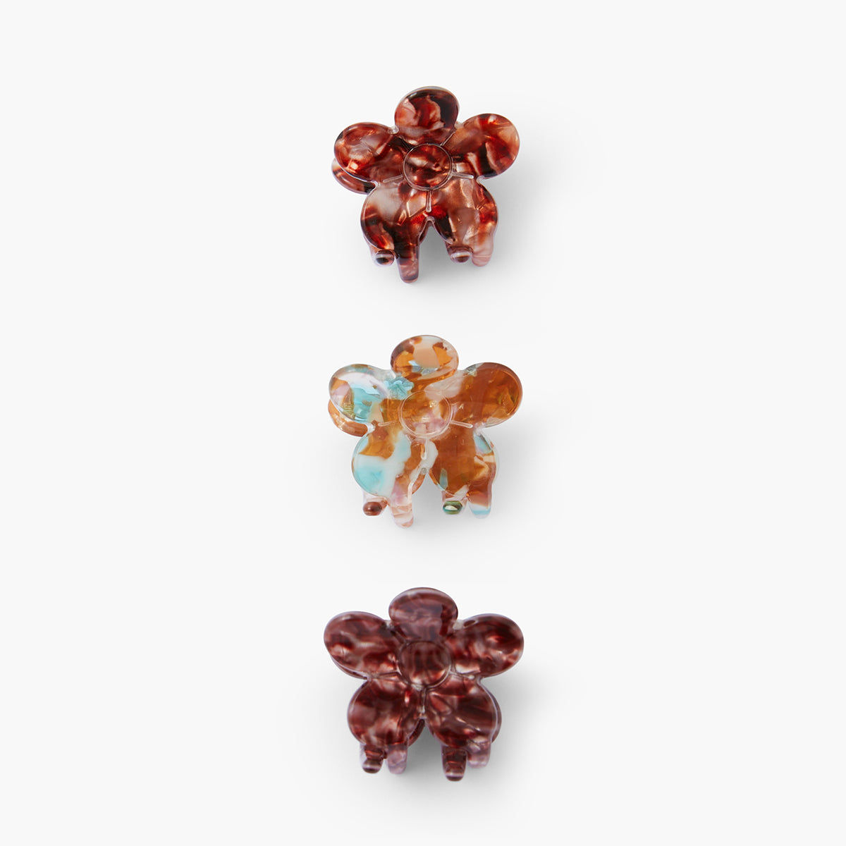 Set de 3 pinces à cheveux fleurs marrons
