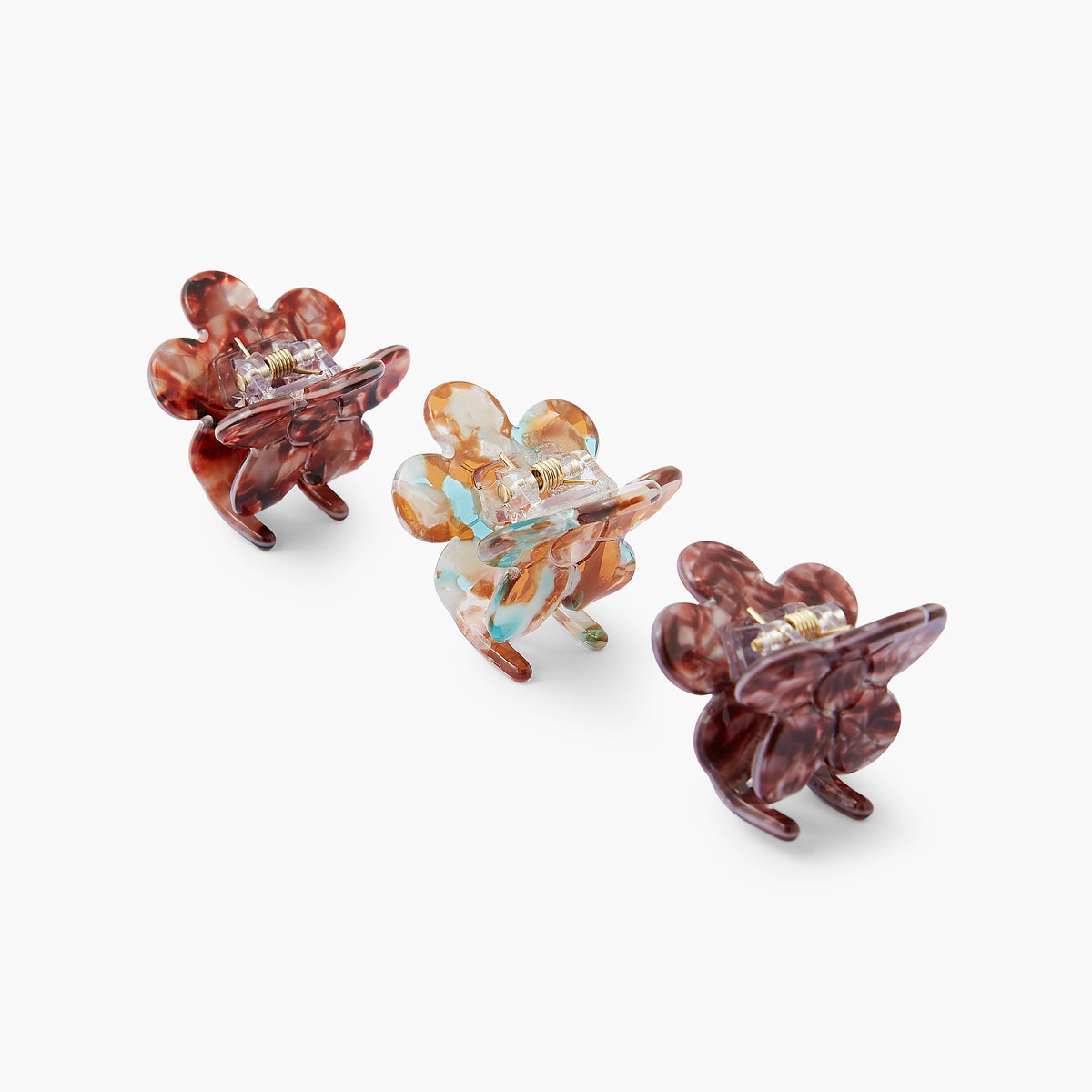 Set de 3 pinces à cheveux fleurs marrons