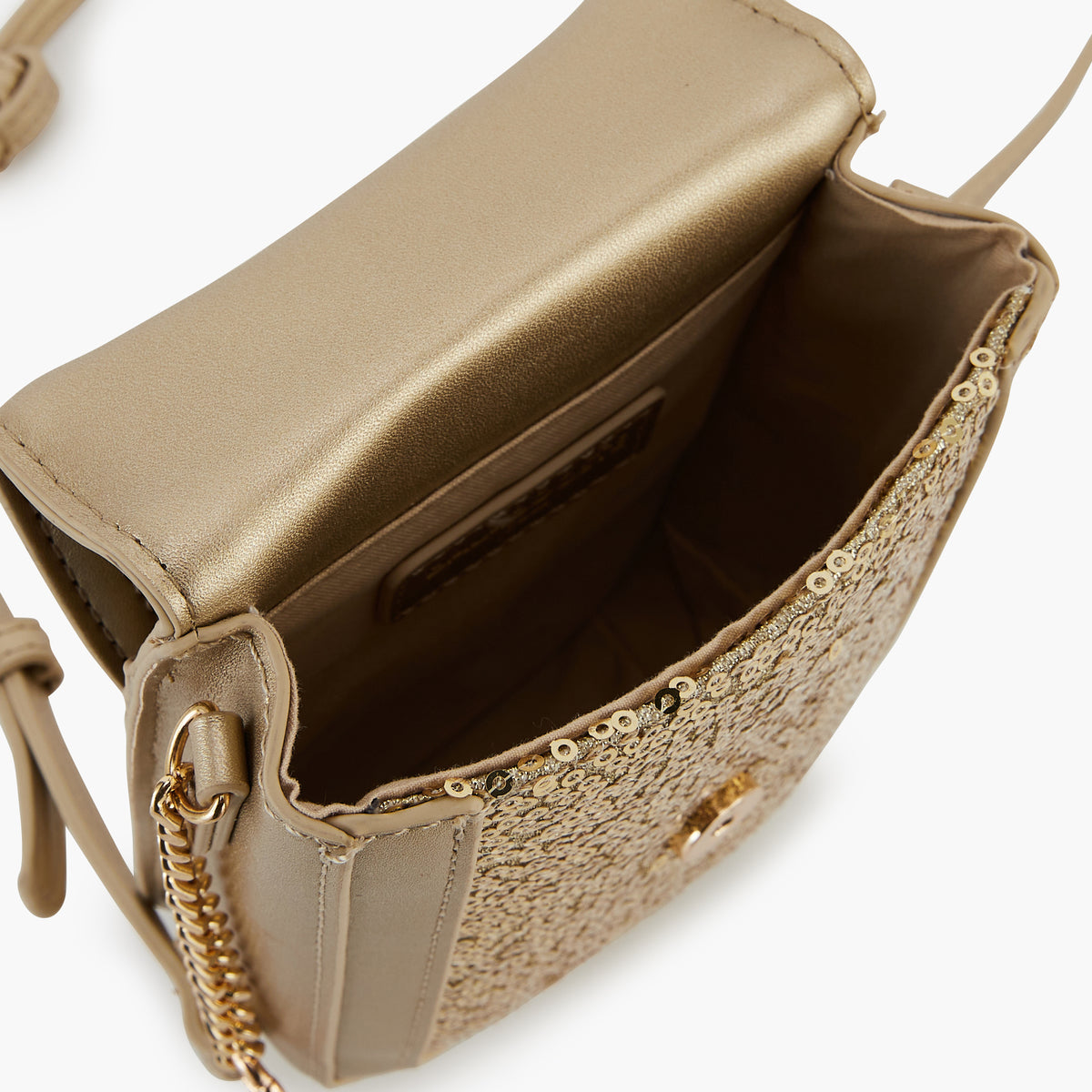 Pochette de téléphone doré à sequins