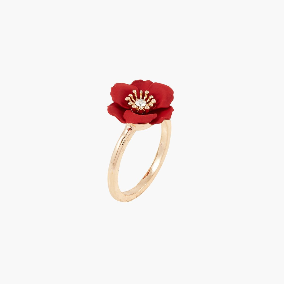 Bague fleur rouge