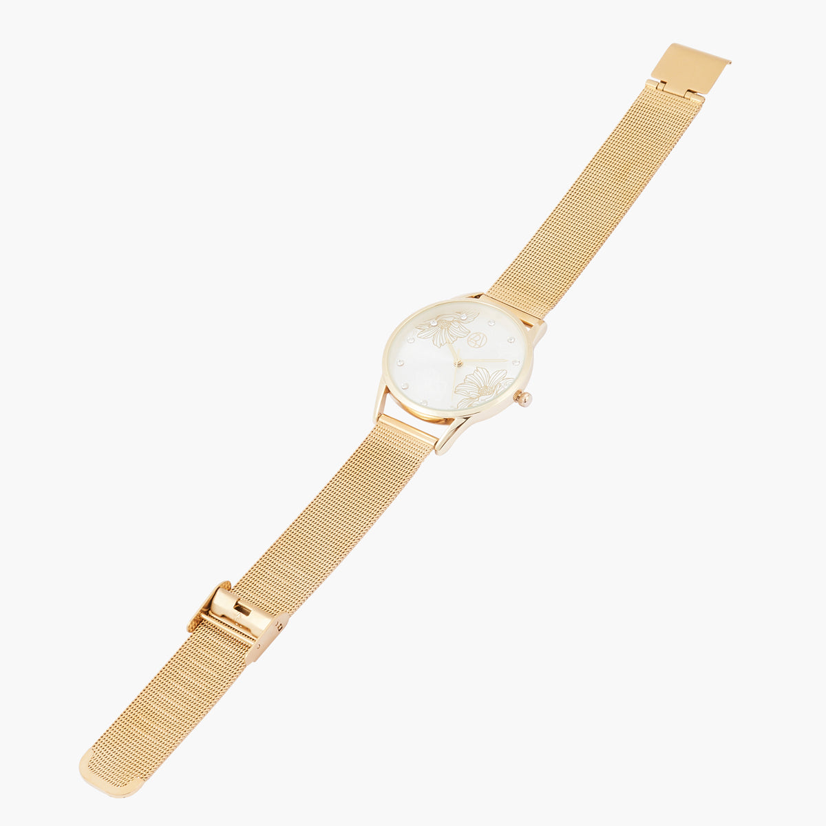 Montre fleur dorée
