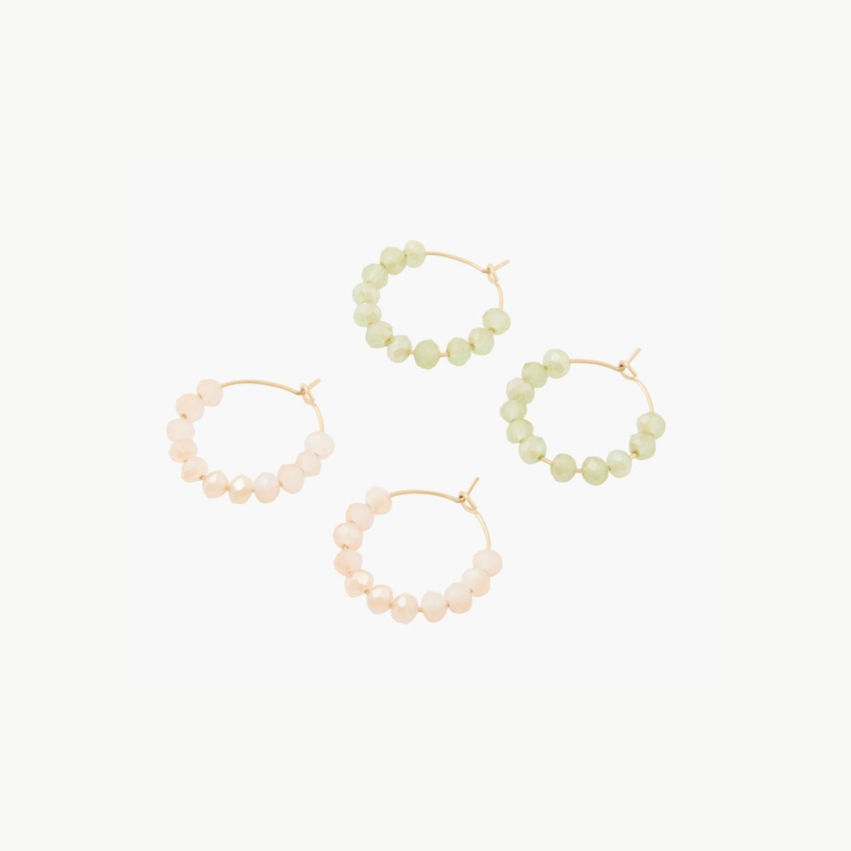 Set de 2 petites créoles acier inoxydable et perles à facettes