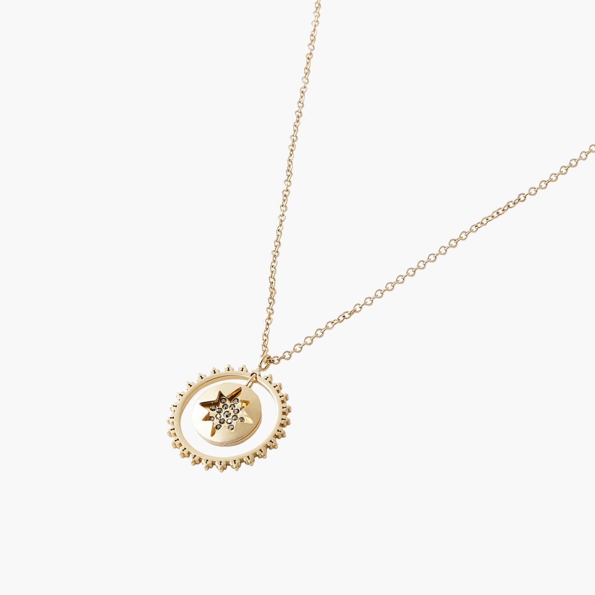 Collier à médaillons strass gris Acier Inoxydable