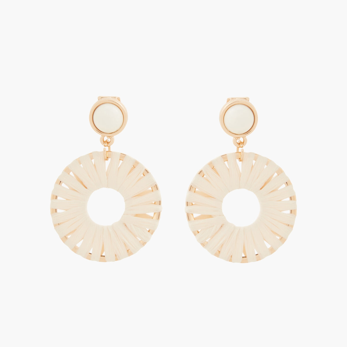 Boucles d'oreilles à clips rondes en raphia