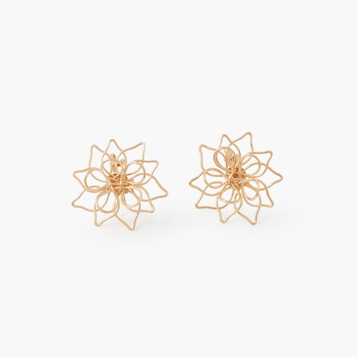 Boucles d'oreilles à clips fleurs dorées