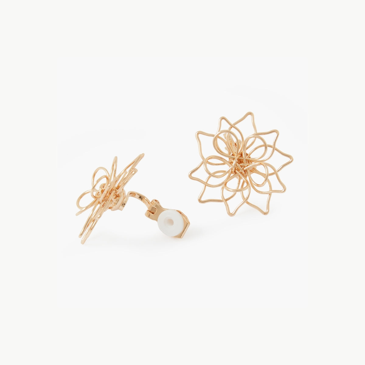 Boucles d'oreilles à clips fleurs dorées