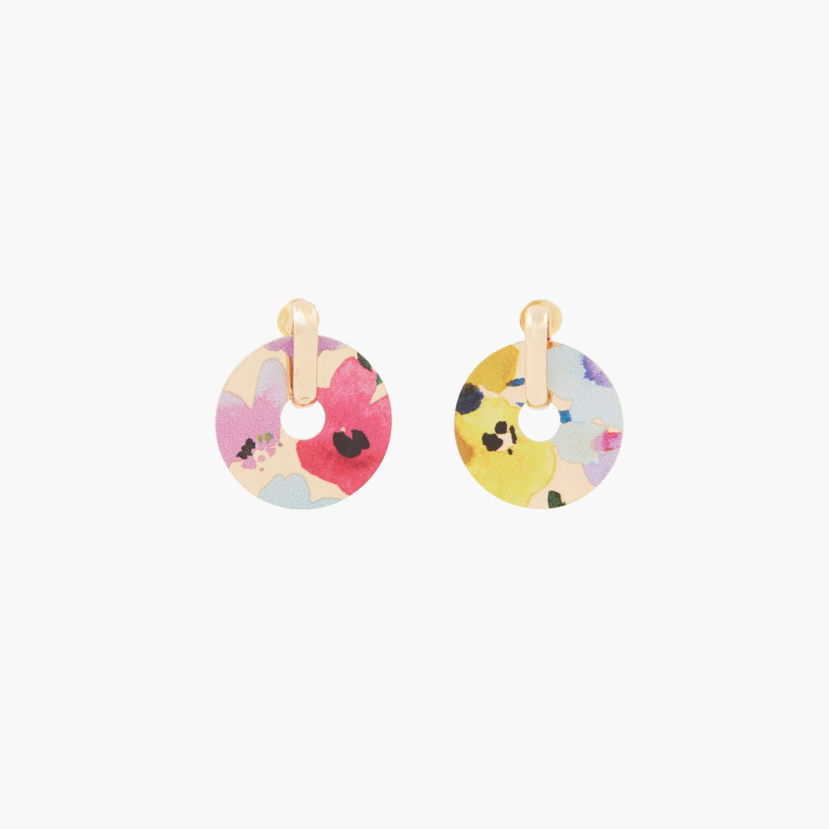 Boucles d'oreilles Balagane rondes imprimé fleurs