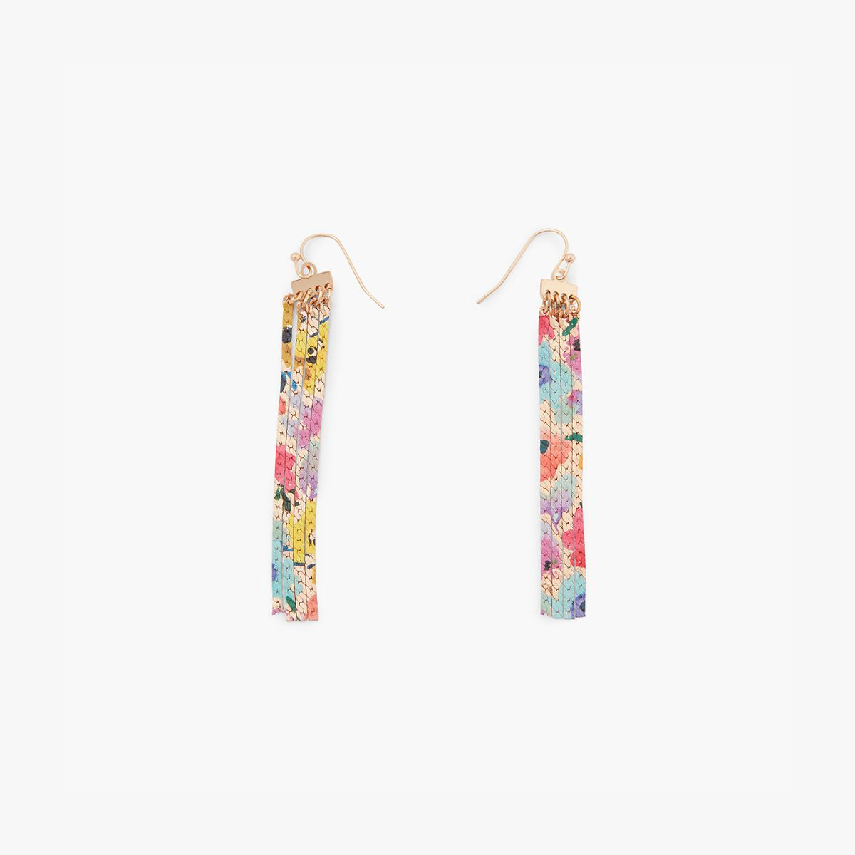 Longues boucles d'oreilles chaines imprimées avec motifs fleurs Balagane