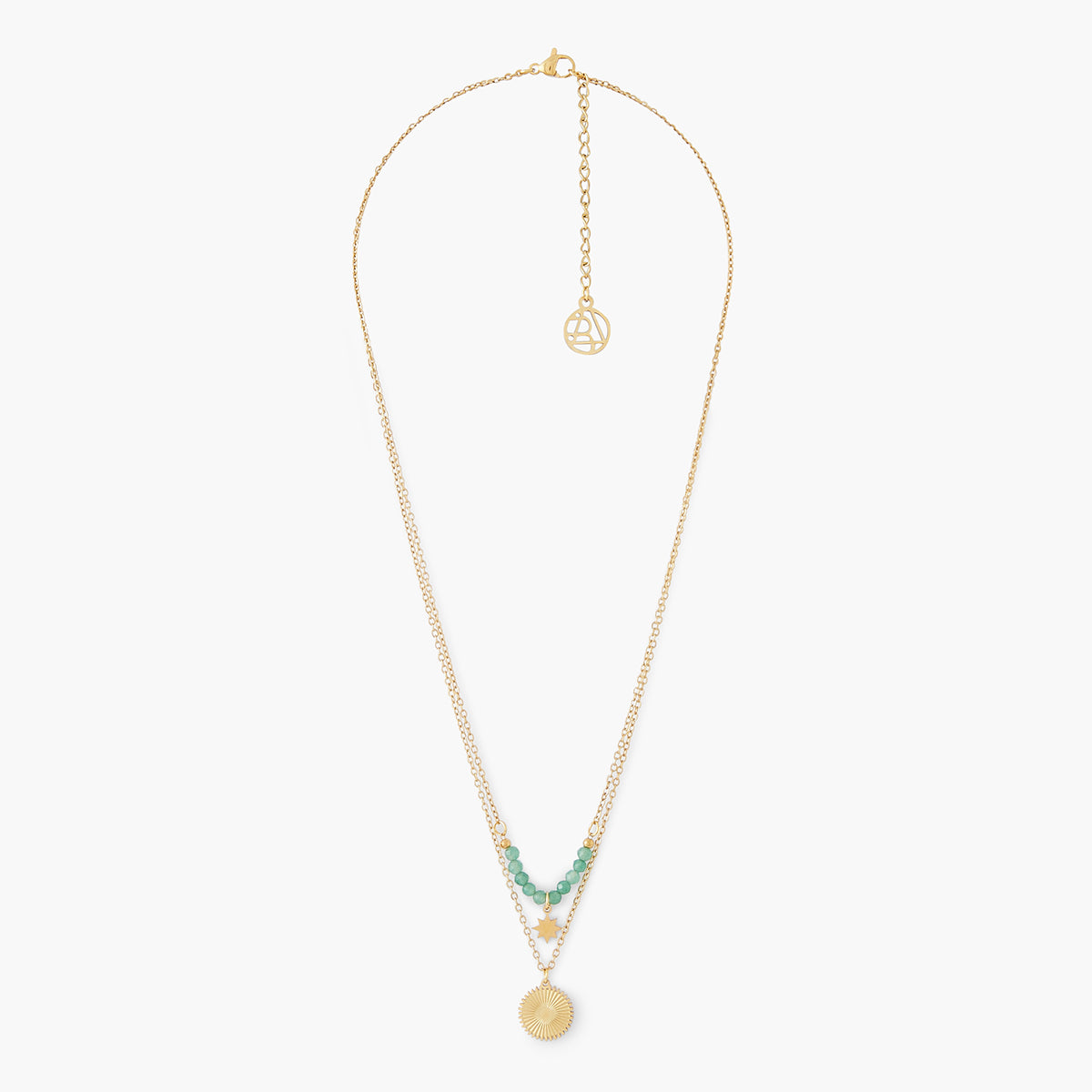 Collier 2 rangs avec médaillon acier inoxydable