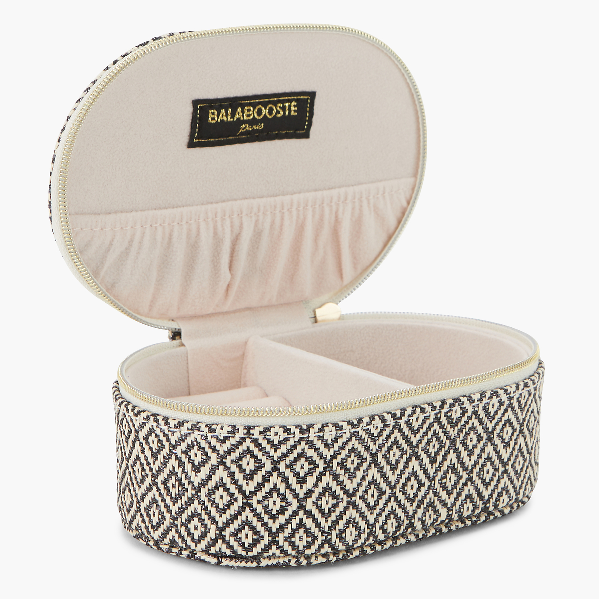Petite boîte à bijoux ovale motifs géométriques
