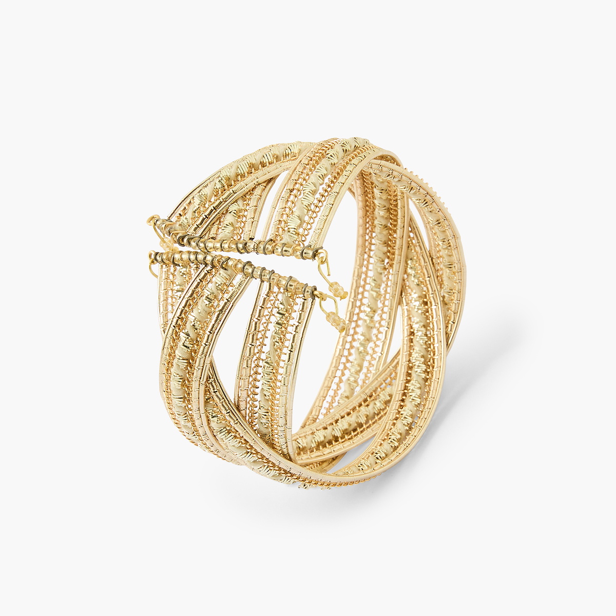 Manchette croisée dorée et blanche