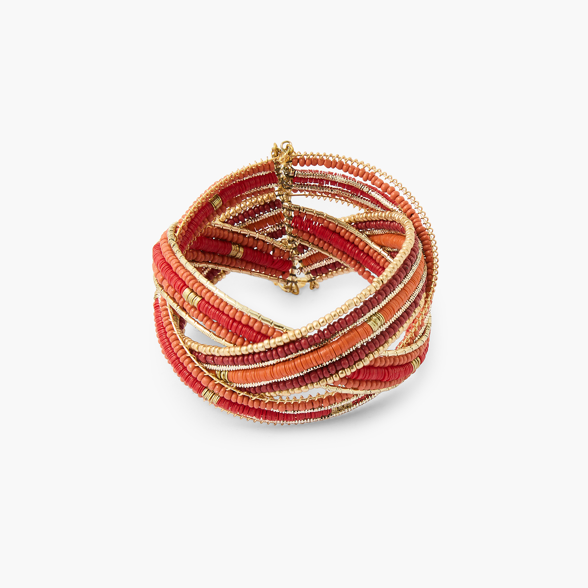Manchette perles de rocaille rouges
