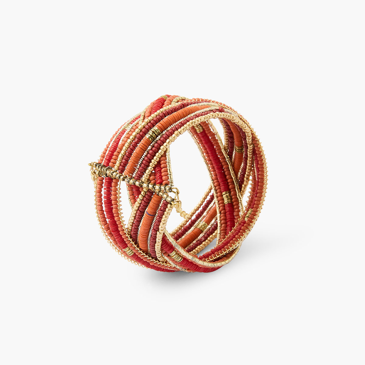 Manchette perles de rocaille rouges