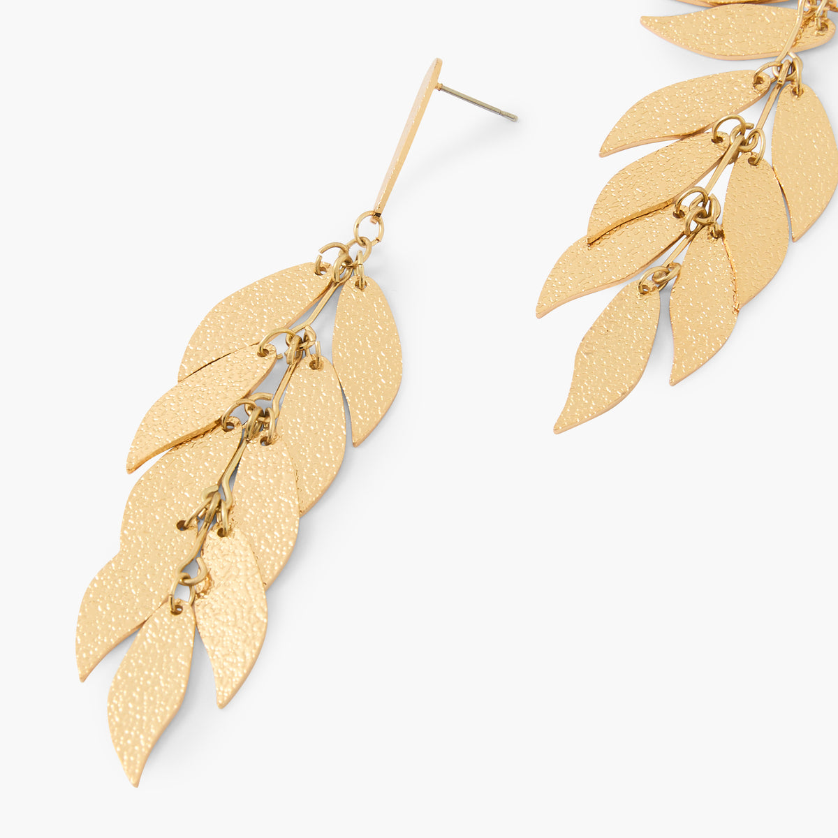 Boucles d'oreilles feuilles dorées