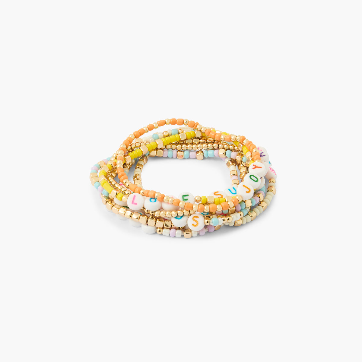 Set de 8 bracelets élastiques à messages et perles de rocaille