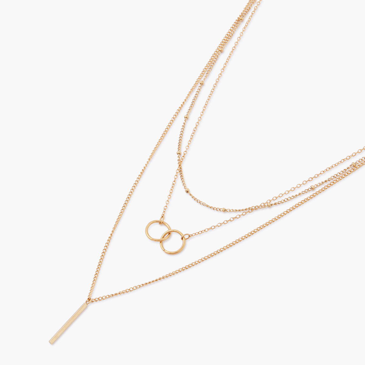 Collier 3 rangs en acier inoxydable doré