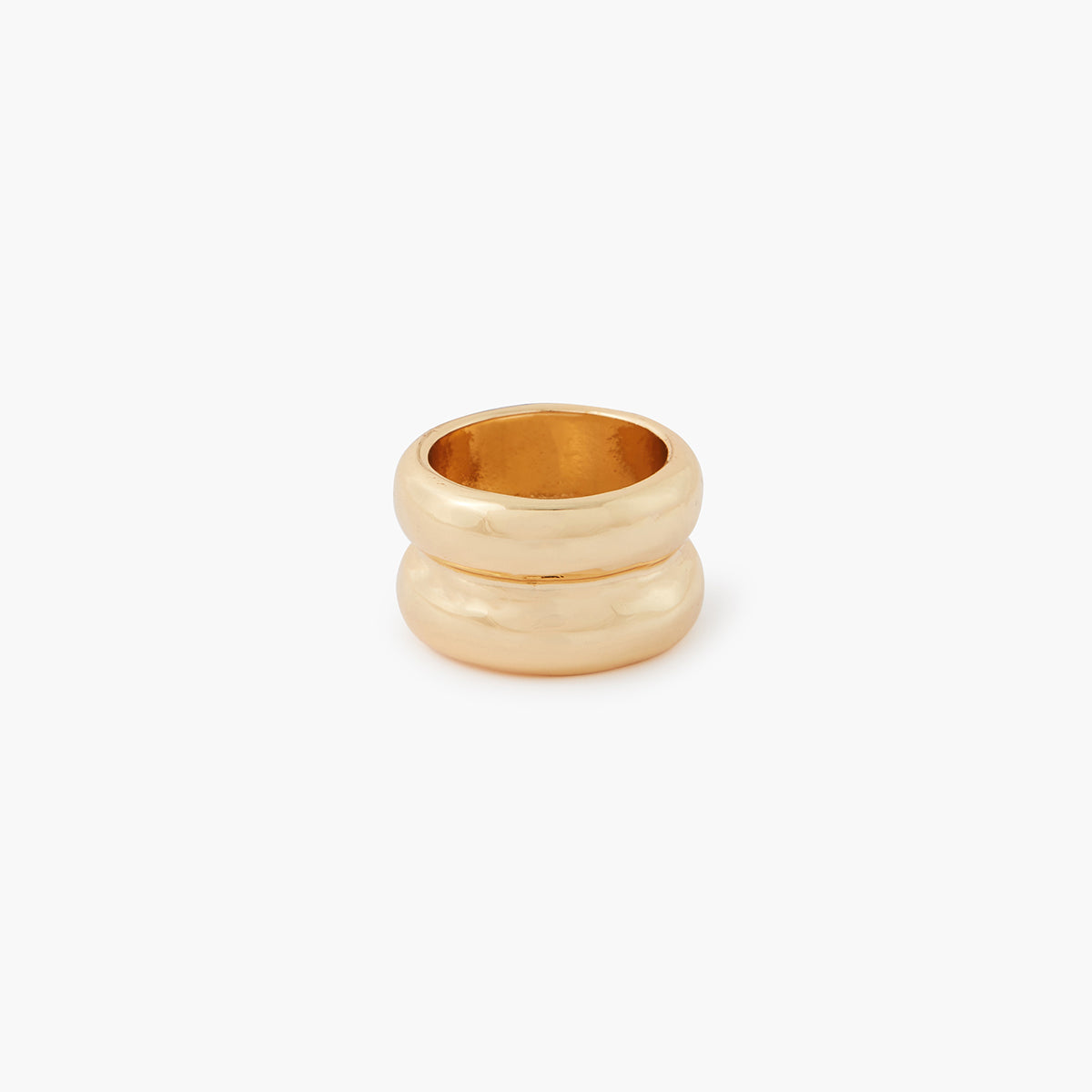 Bague large en acier inoxydable doré