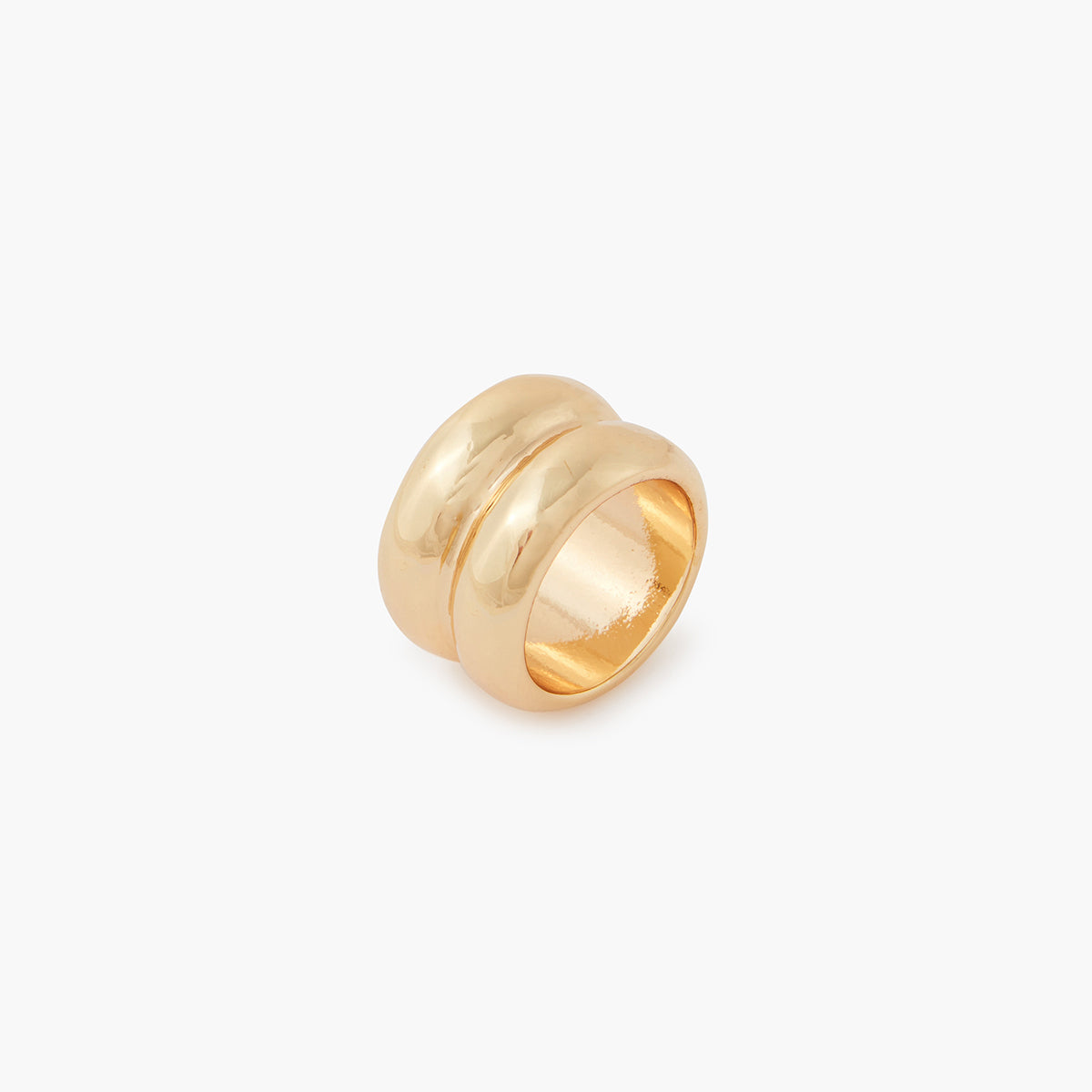 Bague large en acier inoxydable doré