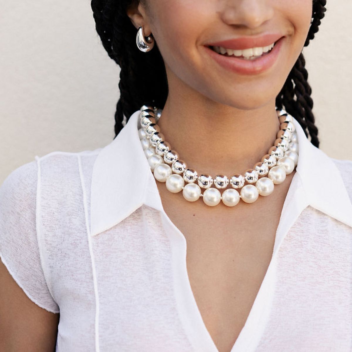 Set de 2 créoles gouttes lisses et strassées argentées