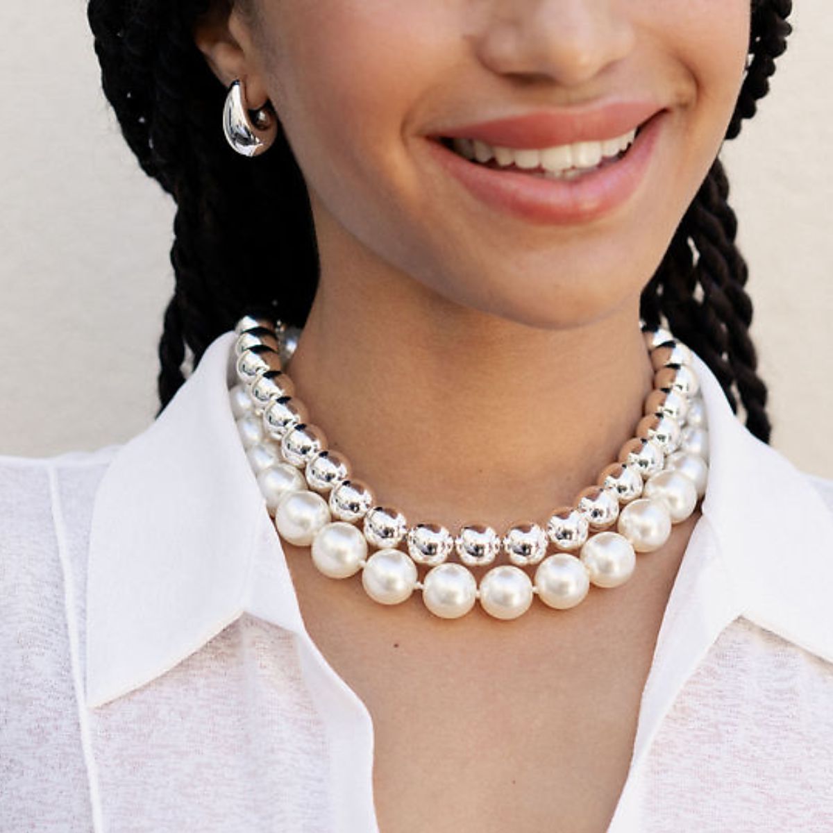 Collier de perles blanches 16mm