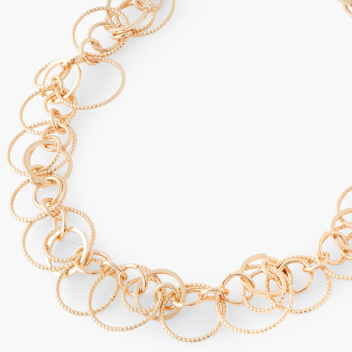 Collier anneaux entremêlés doré