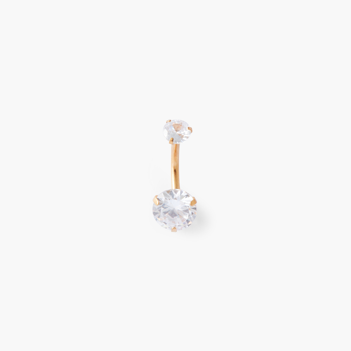 Piercing nombril doré acier chirurgical double strass de zirconium