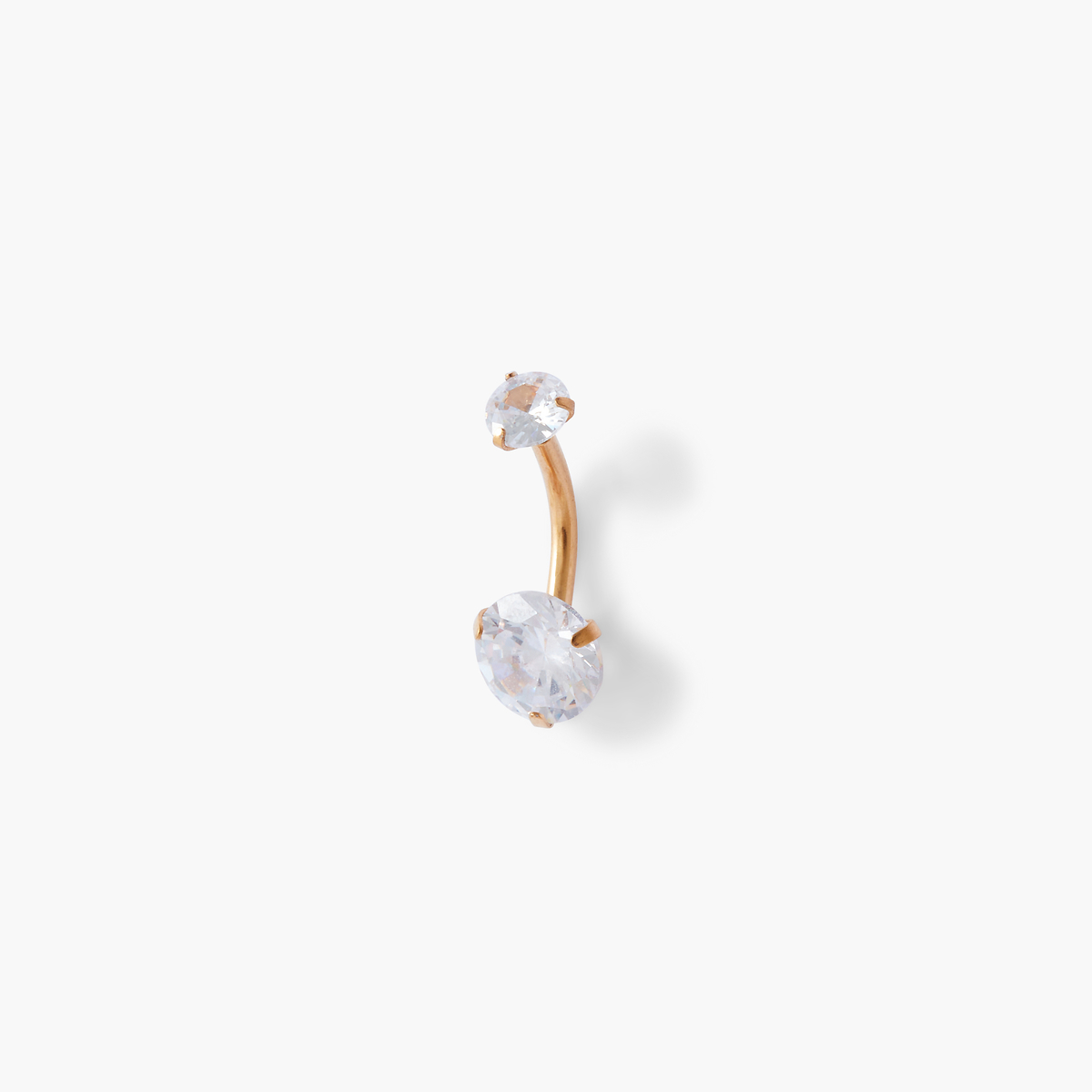 Piercing nombril doré acier chirurgical double strass de zirconium