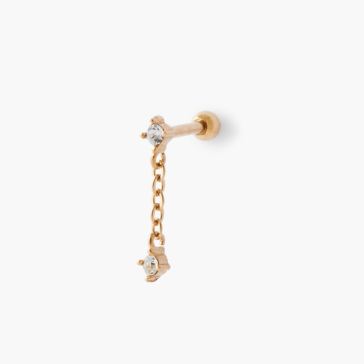 Piercing helix/tragus avec chainette et strass acier chirurgical
