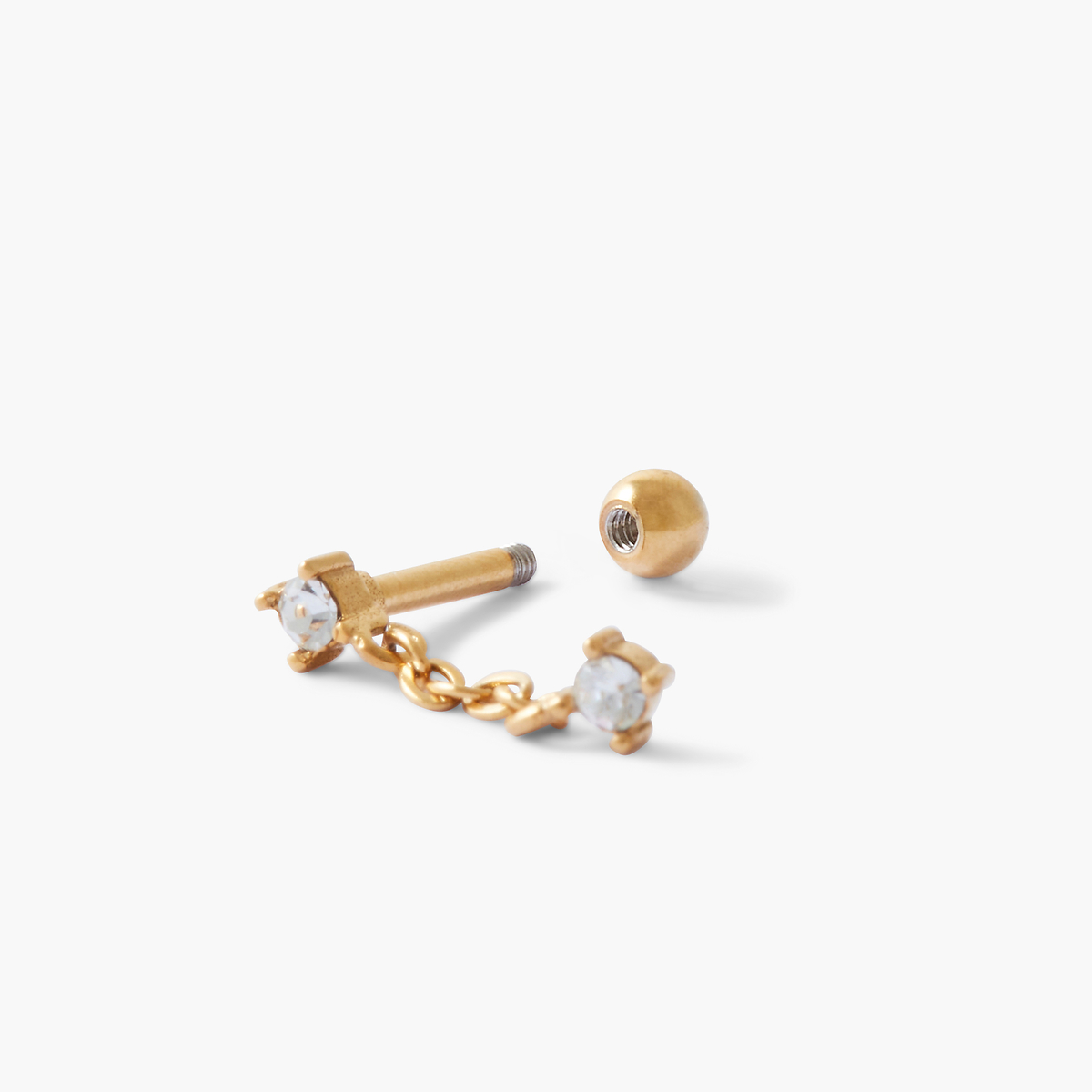 Piercing helix/tragus avec chainette et strass acier chirurgical