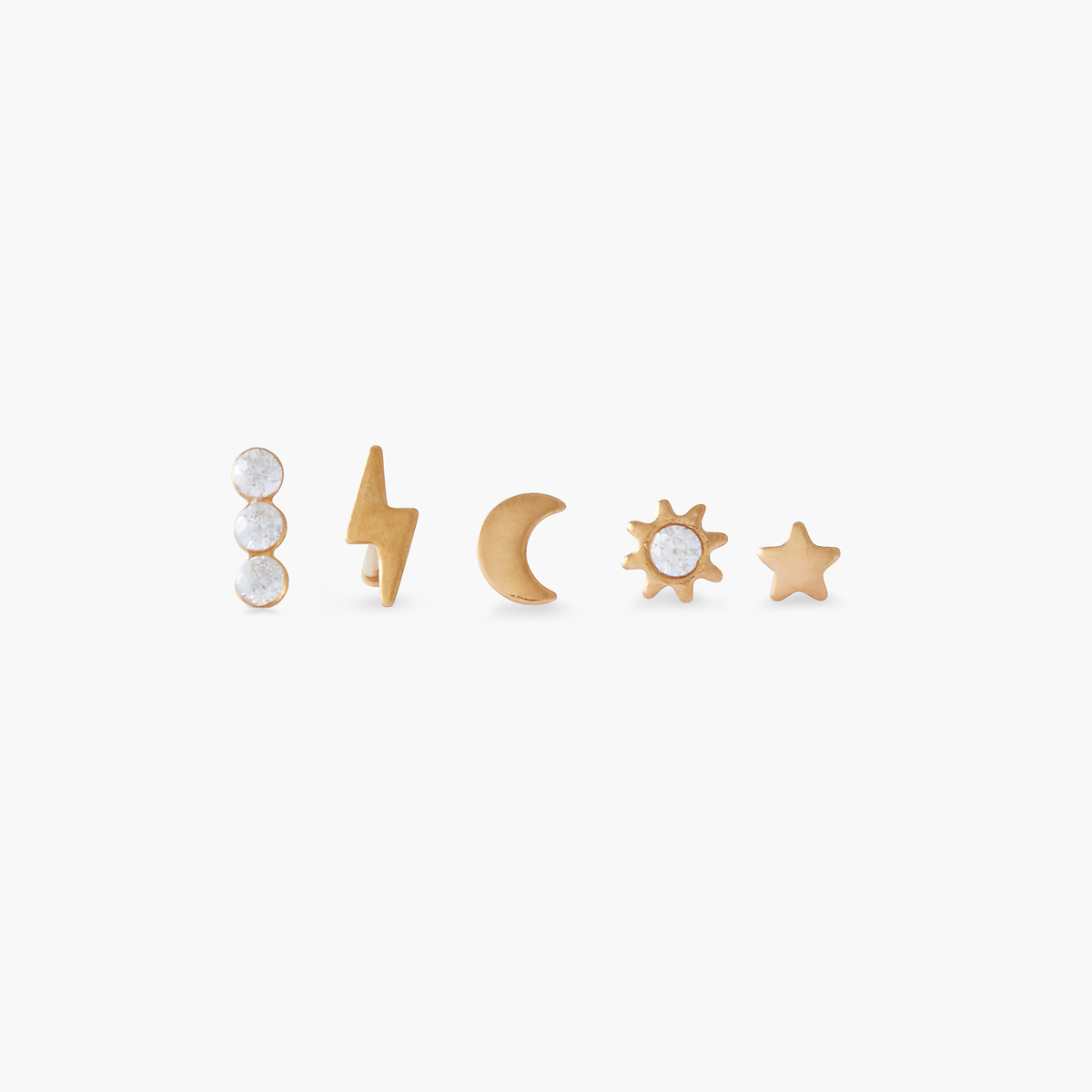 Set de 5 piercings nez studs en acier inoxydable et zircon