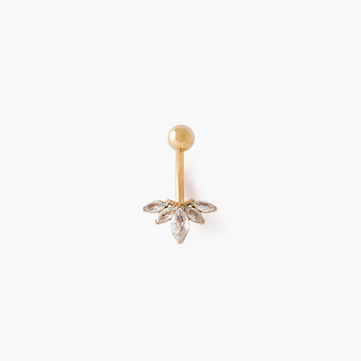 Piercing nombril pétale acier chirurgical doré