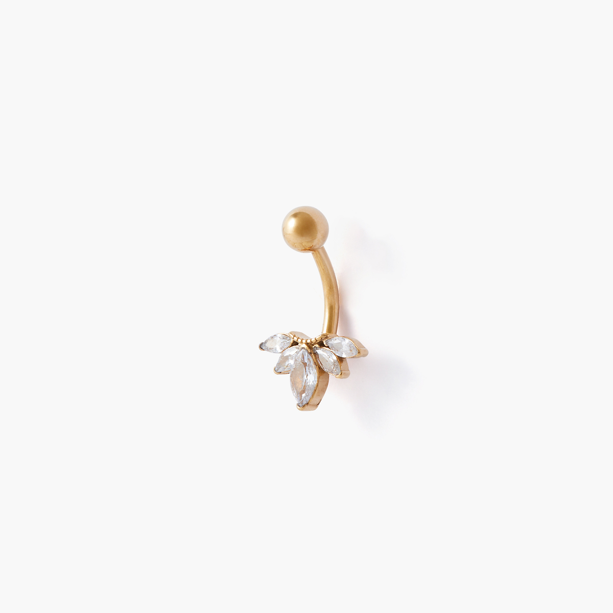 Piercing nombril pétale acier chirurgical doré