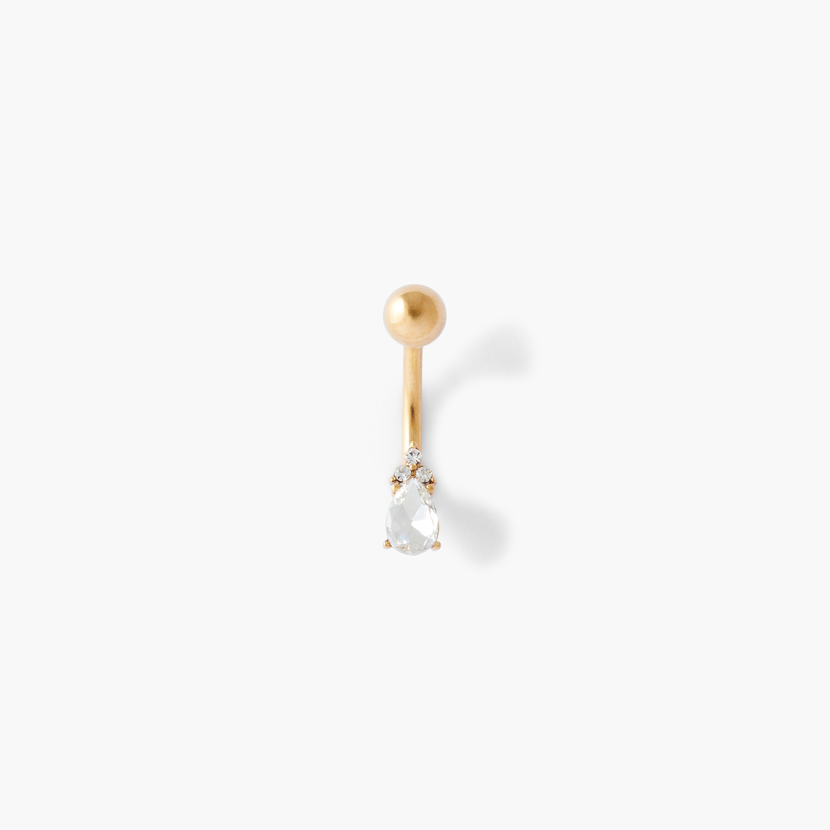 Piercing nombril strass acier chirurgical doré