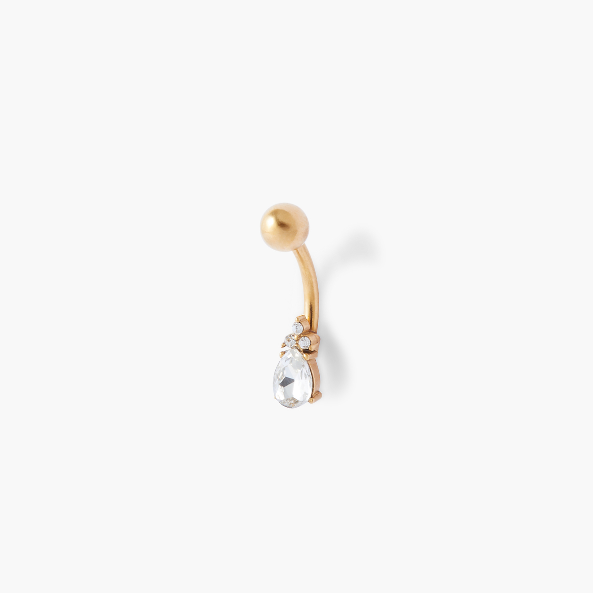 Piercing nombril strass acier chirurgical doré