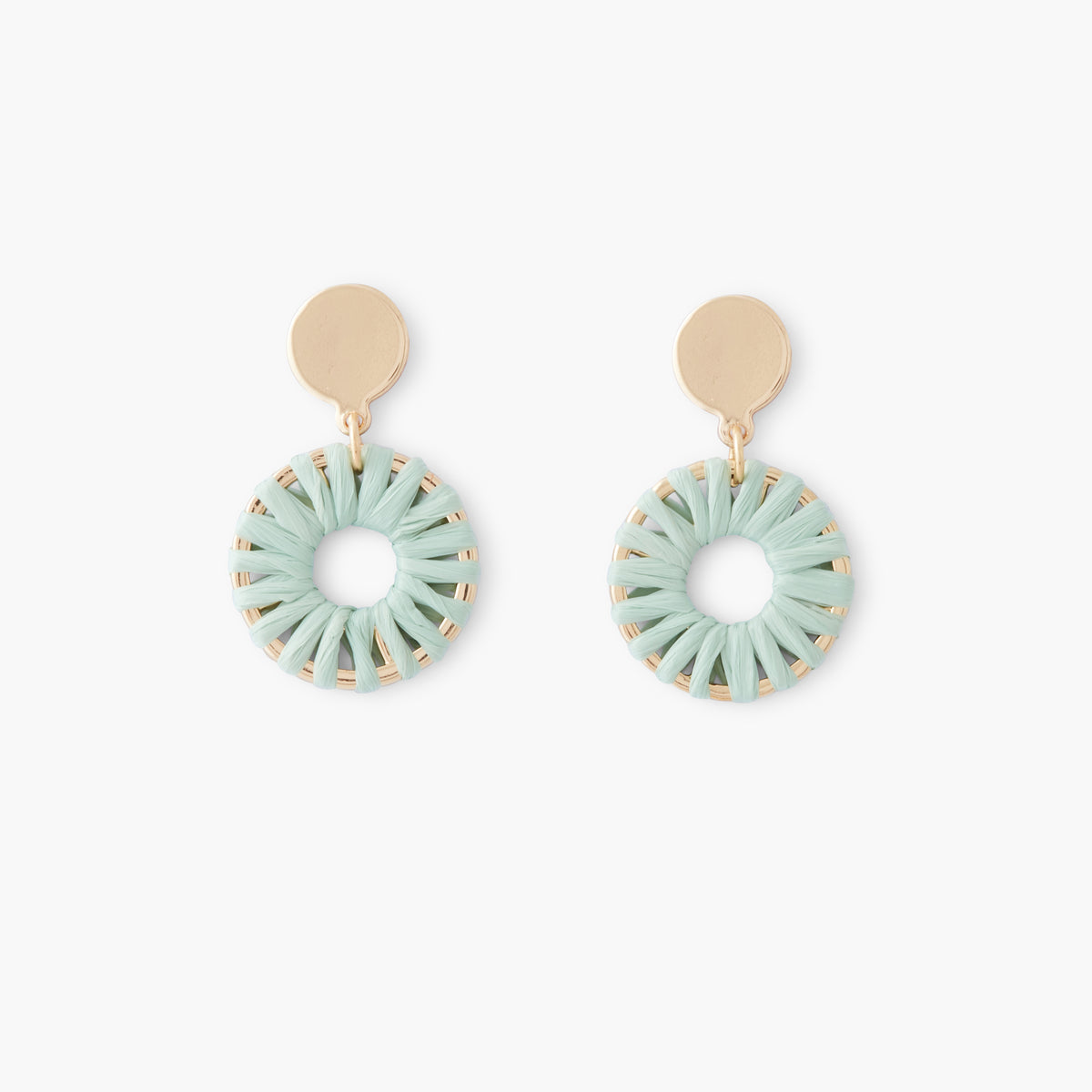 Boucles d'oreilles cercle tissé en raphia