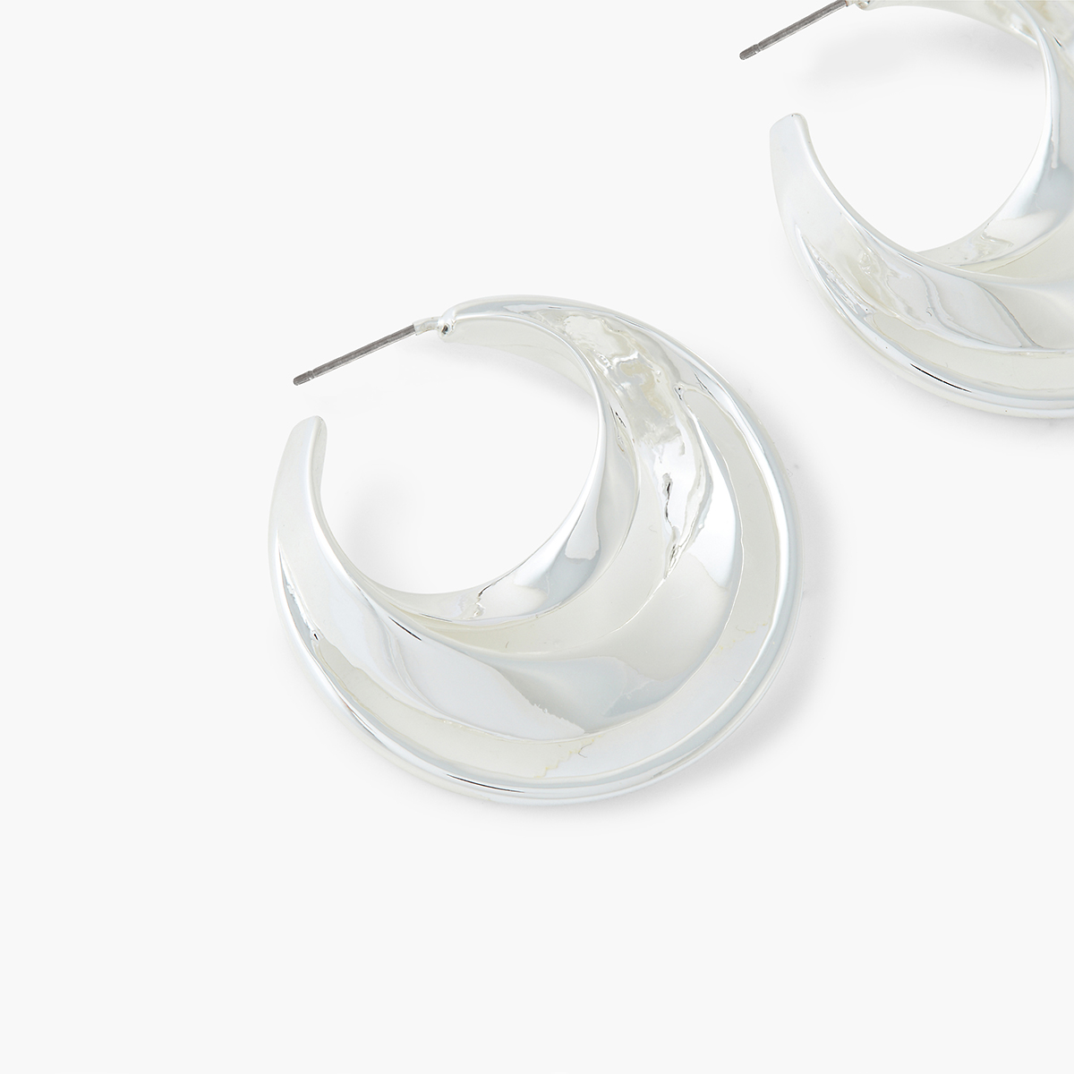 Créoles épaisses 3 rangs argentés