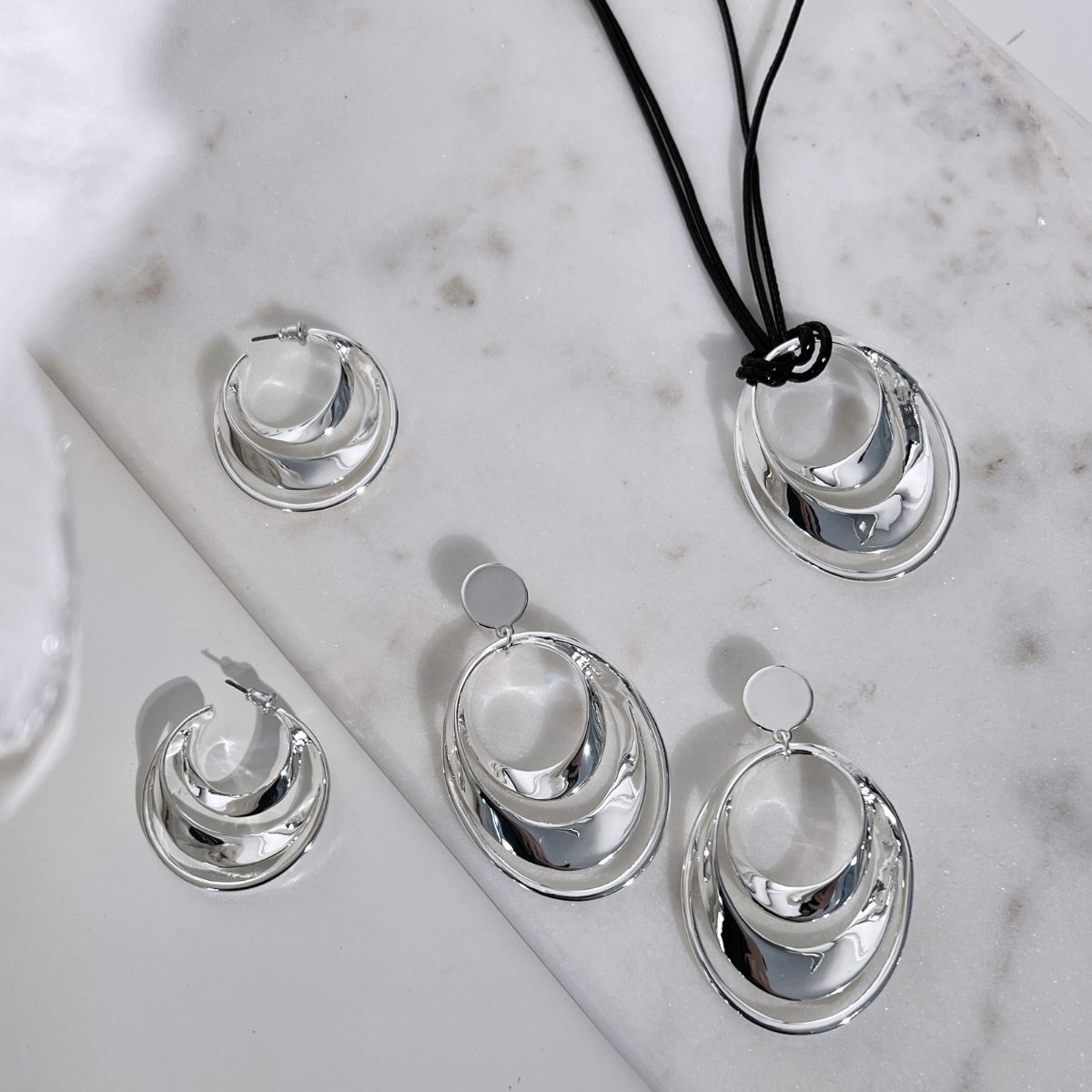 Créoles épaisses 3 rangs argentés